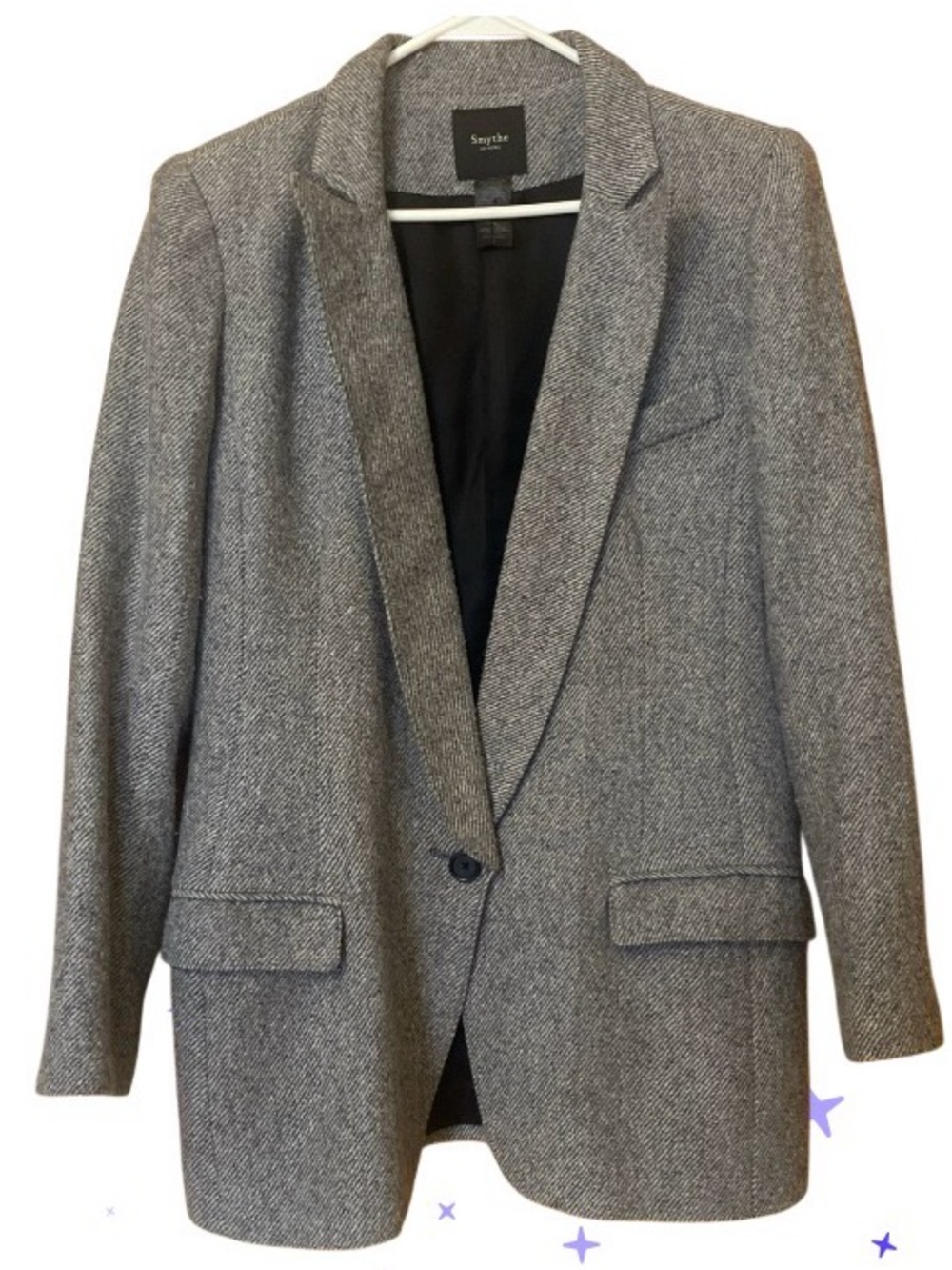 SMYTHE Blazer Jacket Sz 8 Gray Wool Mohair Silk Blend Single Button Lined Canada